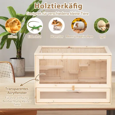 Giantex Hamsterkäfig Aus Tannenholz, Klappdach Aus Metallgitter Giantex Hamsterkäfig Aus Tannenholz, Klappdach Aus Metallgitter