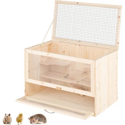 Giantex Cage pour Hamsters en Bois de Sapin,Toit Basculant Treillis Métal