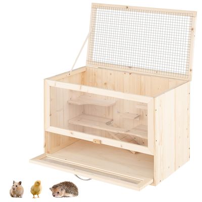 Giantex Hamsterkäfig Aus Tannenholz, Klappdach Aus Metallgitter
