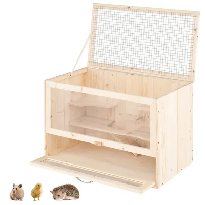 Giantex Hamsterkäfig Aus Tannenholz, Klappdach Aus Metallgitter Giantex Hamsterkäfig Aus Tannenholz, Klappdach Aus Metallgitter