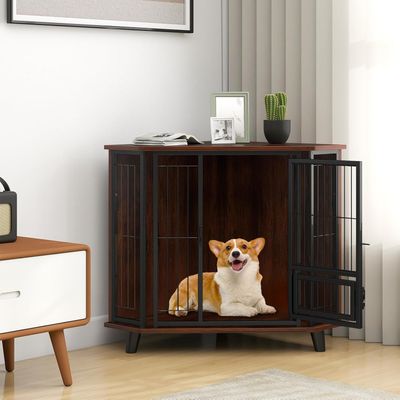Giantex Cage pour Chien Porte d'alimentation,Tubes Métal,Verrous Sécurisés