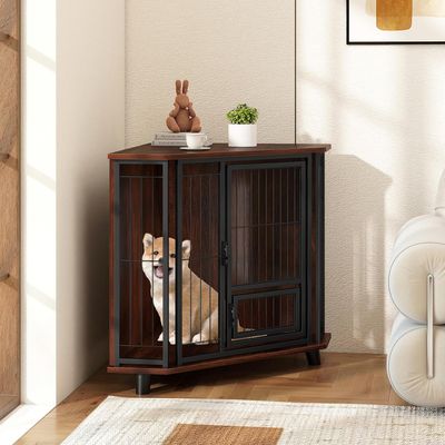 Giantex Cage pour Chien Porte d'alimentation,Tubes Métal,Verrous Sécurisés