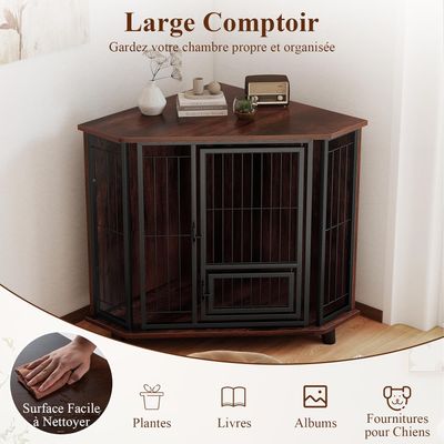 Giantex Cage pour Chien Porte d'alimentation,Tubes Métal,Verrous Sécurisés