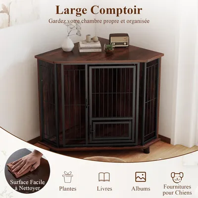 Giantex Cage pour Chien Porte d'alimentation,Tubes Métal,Verrous Sécurisés