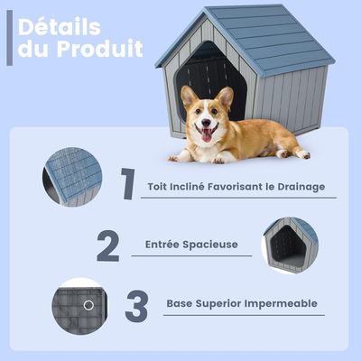 Giantex Niche pour Chien Exterieur/Interieur,Toit en Pente, Base Surélevée