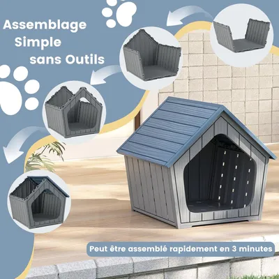 Giantex Niche pour Chien Exterieur/Interieur,Toit en Pente, Base Surélevée