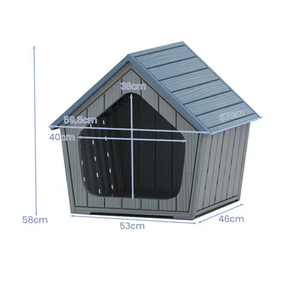 Giantex Hundehütte Für Draußen Und Drinnen, Schräges Dach, Erhöhter Boden Giantex Hundehütte Für Draußen Und Drinnen, Schräges Dach, Erhöhter Boden