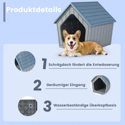 Giantex Hundehütte Für Draußen Und Drinnen, Schräges Dach, Erhöhter Boden Giantex Hundehütte Für Draußen Und Drinnen, Schräges Dach, Erhöhter Boden