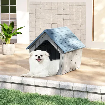 Giantex Niche pour Chien Exterieur/Interieur,Toit en Pente, Base Surélevée