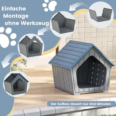 Giantex Hundehütte Für Draußen Und Drinnen, Schräges Dach, Erhöhter Boden Giantex Hundehütte Für Draußen Und Drinnen, Schräges Dach, Erhöhter Boden