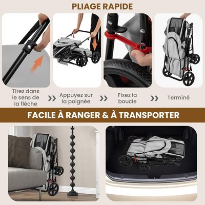GIANTEX Poussette 2 Étages pour Chien Chat Détachable et Pliable