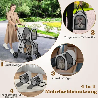 Giantex Zweistöckiger Tierwagen, Abnehmbar und Zusammenklappbar Giantex Zweistöckiger Tierwagen, Abnehmbar und Zusammenklappbar