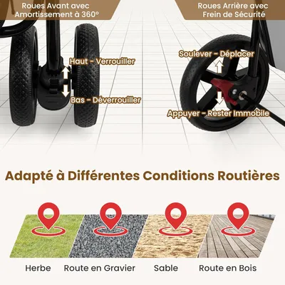 GIANTEX Poussette 2 Étages pour Chien Chat Détachable et Pliable GIANTEX Poussette 2 Étages pour Chien Chat Détachable et Pliable