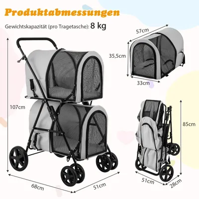 Giantex Zweistöckiger Tierwagen, Abnehmbar und Zusammenklappbar Giantex Zweistöckiger Tierwagen, Abnehmbar und Zusammenklappbar