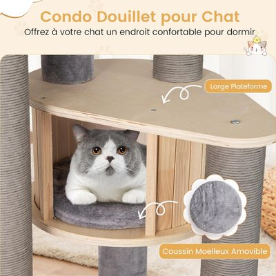 Giantex Arbre à Chat Multi-Niveaux, Tour avec Perchoir Supérieur