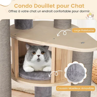 Giantex Arbre à Chat Multi-Niveaux, Tour avec Perchoir Supérieur