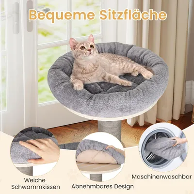 Giantex Großer Kratzbaum Mit Katzenhaus, Hängematte Und Waschbaren Kissen Giantex Großer Kratzbaum Mit Katzenhaus, Hängematte Und Waschbaren Kissen