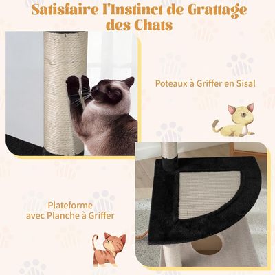 Giantex Arbre a Chat à 4 Niveaux Stable en Peluche, Tour de Jeux pour Chat