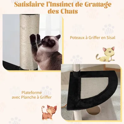 Giantex Arbre a Chat à 4 Niveaux Stable en Peluche, Tour de Jeux pour Chat Giantex Arbre a Chat à 4 Niveaux Stable en Peluche, Tour de Jeux pour Chat