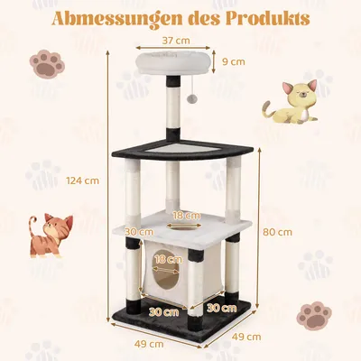 Giantex Stabiler 4-Stöckiger Kratzbaum Aus Plüsch, Katzenspielturm Giantex Stabiler 4-Stöckiger Kratzbaum Aus Plüsch, Katzenspielturm