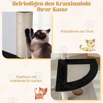 Giantex Stabiler 4-Stöckiger Kratzbaum Aus Plüsch, Katzenspielturm Giantex Stabiler 4-Stöckiger Kratzbaum Aus Plüsch, Katzenspielturm