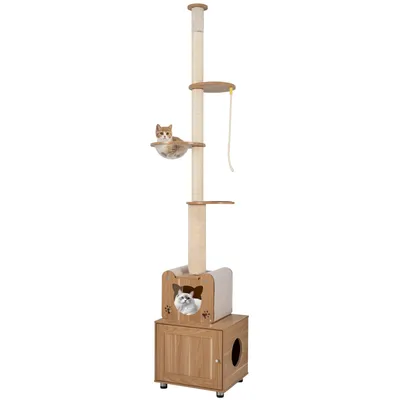 Giantex Deckenhoher Katzenbaum Mit Katzentoilettenabdeckung Und Hängeseil Giantex Deckenhoher Katzenbaum Mit Katzentoilettenabdeckung Und Hängeseil