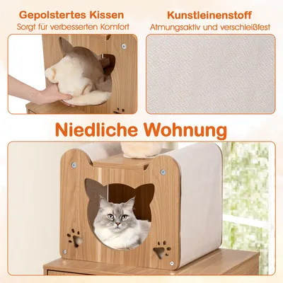Giantex Deckenhoher Katzenbaum Mit Katzentoilettenabdeckung Und Hängeseil Giantex Deckenhoher Katzenbaum Mit Katzentoilettenabdeckung Und Hängeseil