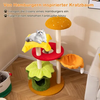 Giantex Hamburger Katzenturm Mit Hängematte Und Sisal-Kratzpfosten Giantex Hamburger Katzenturm Mit Hängematte Und Sisal-Kratzpfosten