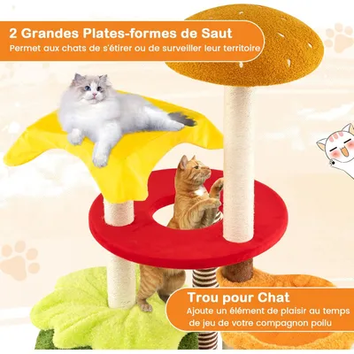 Giantex  Arbre a Chat Forme Hamburger, Hauteur 117 CM