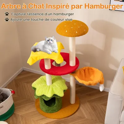 Giantex  Arbre a Chat Forme Hamburger, Hauteur 117 CM