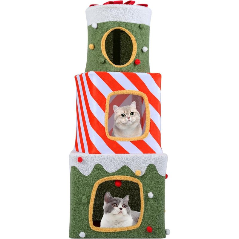 Giantex Weihnachts-Kratzbaum, Hausform, Geschenkbox