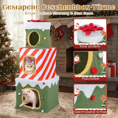 Giantex Weihnachts-Kratzbaum, Hausform, Geschenkbox Giantex Weihnachts-Kratzbaum, Hausform, Geschenkbox