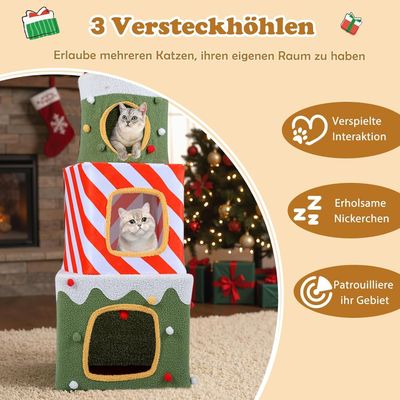 Giantex Weihnachts-Kratzbaum, Hausform, Geschenkbox