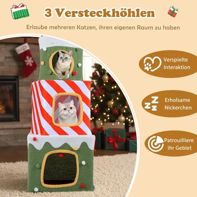 Giantex Weihnachts-Kratzbaum, Hausform, Geschenkbox Giantex Weihnachts-Kratzbaum, Hausform, Geschenkbox