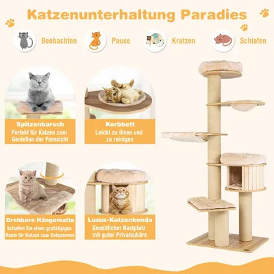 Giantex Kratzbaum Mit Plattformen, Hängematte Und Katzenhöhle Giantex Kratzbaum Mit Plattformen, Hängematte Und Katzenhöhle