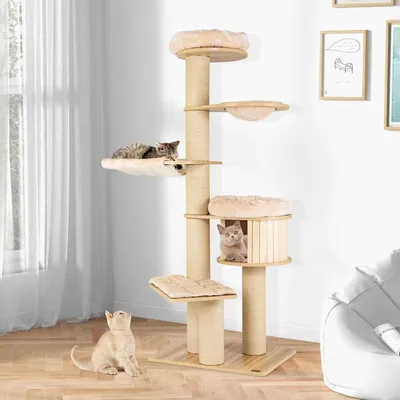 Giantex Arbre à Chat 191cm Multi-Niveaux avec Plates-Formes,Hamac,Panier Giantex Arbre à Chat 191cm Multi-Niveaux avec Plates-Formes,Hamac,Panier