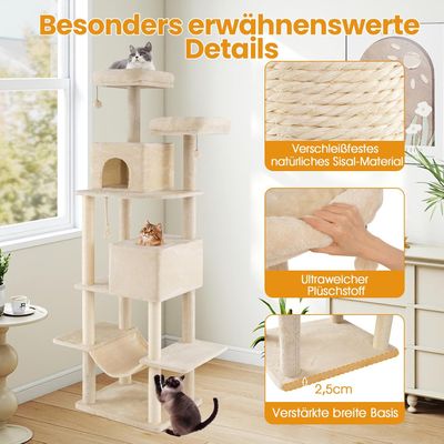 Giantex Aktivitätszentrum Mit Katzenhäusern, Hängematte Und Kratzelementen
