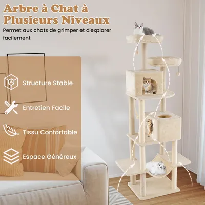 Giantex Arbre a Chat Hauteur 205 CM Stable, avec 2 Condos Giantex Arbre a Chat Hauteur 205 CM Stable, avec 2 Condos