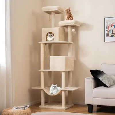 Giantex Arbre a Chat Hauteur 205 CM Stable, avec 2 Condos Giantex Arbre a Chat Hauteur 205 CM Stable, avec 2 Condos