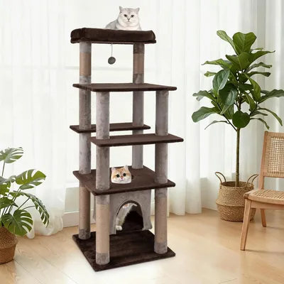 Giantex 6-Stöckiger Kratzbaum, Aktivitätszentrum Für Katzen Mit Ball Giantex 6-Stöckiger Kratzbaum, Aktivitätszentrum Für Katzen Mit Ball