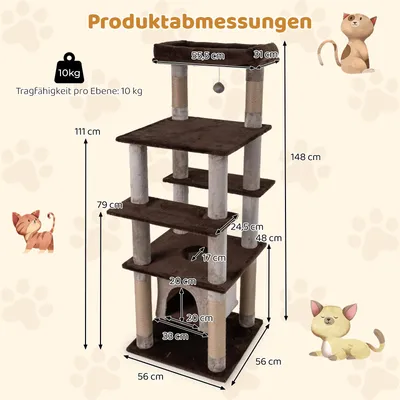 Giantex 6-Stöckiger Kratzbaum, Aktivitätszentrum Für Katzen Mit Ball Giantex 6-Stöckiger Kratzbaum, Aktivitätszentrum Für Katzen Mit Ball