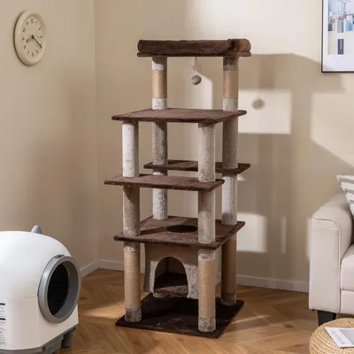 Giantex 6-Stöckiger Kratzbaum, Aktivitätszentrum Für Katzen Mit Ball Giantex 6-Stöckiger Kratzbaum, Aktivitätszentrum Für Katzen Mit Ball