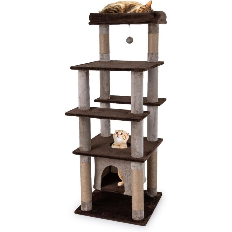 Giantex 6-Stöckiger Kratzbaum, Aktivitätszentrum Für Katzen Mit Ball