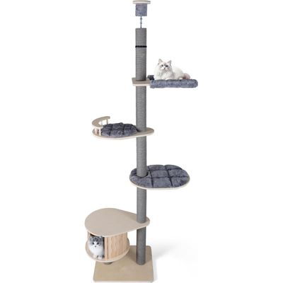Giantex Arbre a Chat du Sol au Plafond à 5 Niveaux en Bois,avec Griffoir