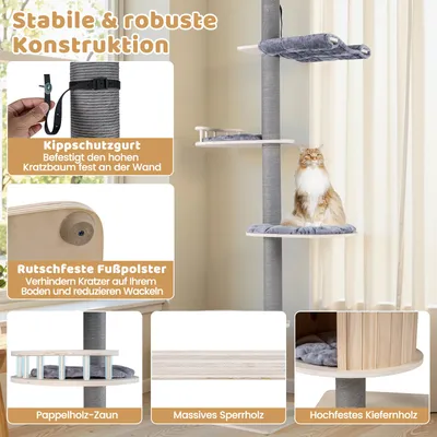 Giantex Hoehenverstellbarer Katzenbaum Mit Sisal-Kratzflaeche Giantex Hoehenverstellbarer Katzenbaum Mit Sisal-Kratzflaeche