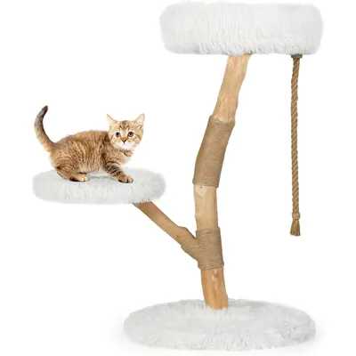 GIANTEX Arbre a Chat en Bois de Poirier Massif,Poteaux à Gratter