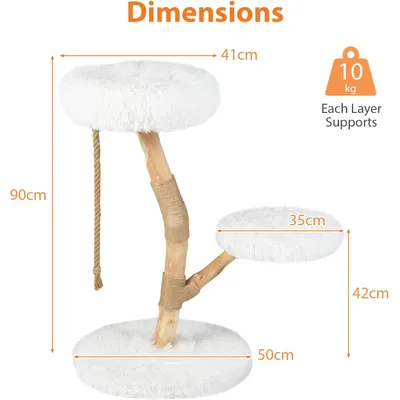 Giantex Arbre a Chat en Bois de Poirier Massif,Poteaux à Gratter