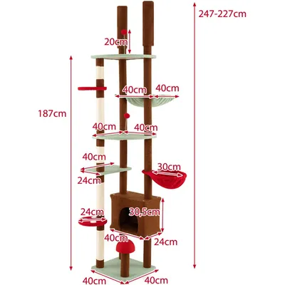 Giantex Höhenverstellbarer Kratzbaum Mit Höhlen,Plattformen Und Spielbällen Giantex Höhenverstellbarer Kratzbaum Mit Höhlen,Plattformen Und Spielbällen