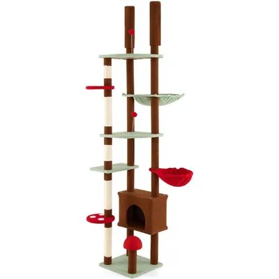Giantex Arbre a Chat du Sol au Plafond Forme de Champignon à Multi-Niveaux
