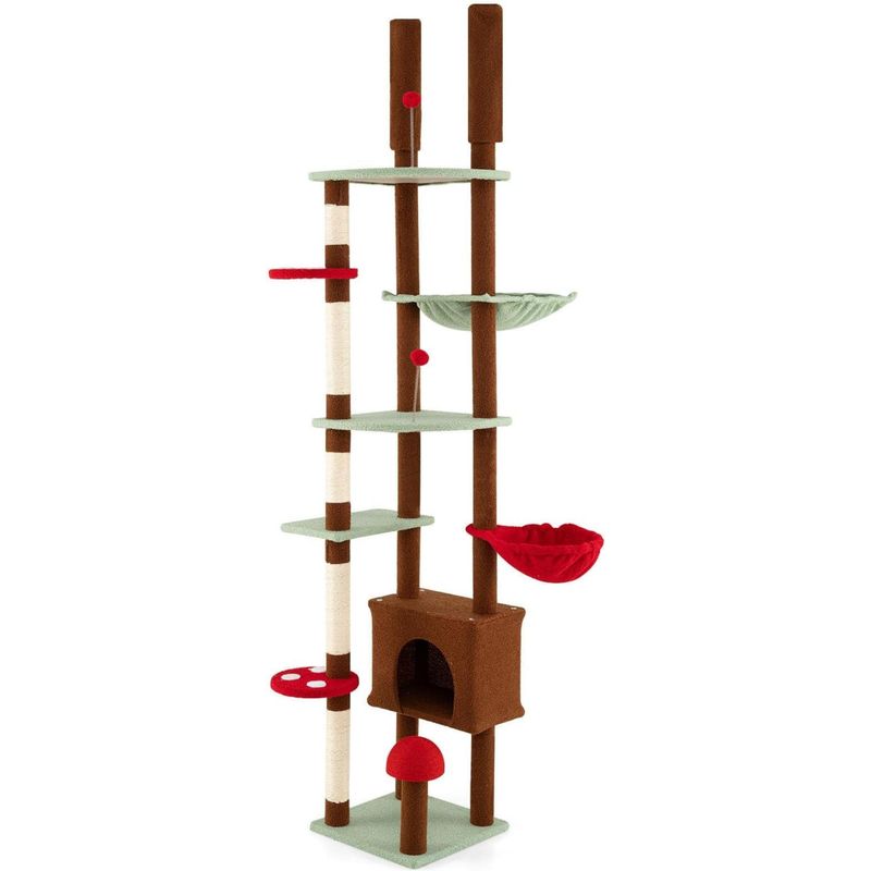 Giantex Höhenverstellbarer Kratzbaum Mit Höhlen,Plattformen Und Spielbällen